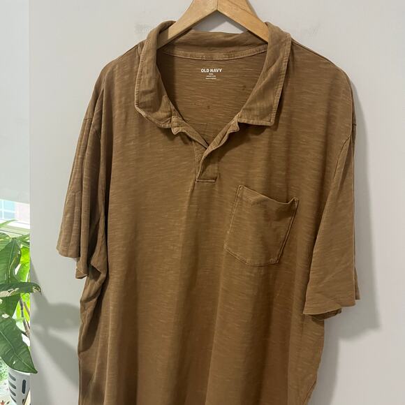 Old Navy Garment Dyed Brown Short Sleeve Polo Top Size XXXL - Picture 3 of 4